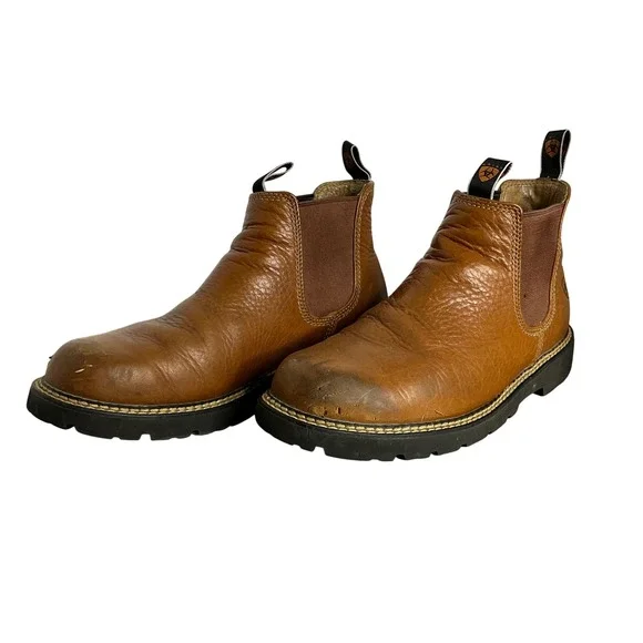 Ariat Men's Leather Work Chelsea Boots Brown Pull-On Slip-On US 11D Rugged Sole - Picture 6 of 12